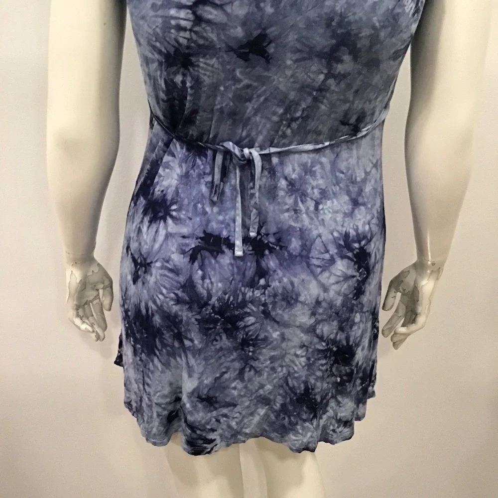 Justice‎ Girls Dress Tie Dye Size 20 Plus Blue Sleeveless Stretch Boho Mock Neck